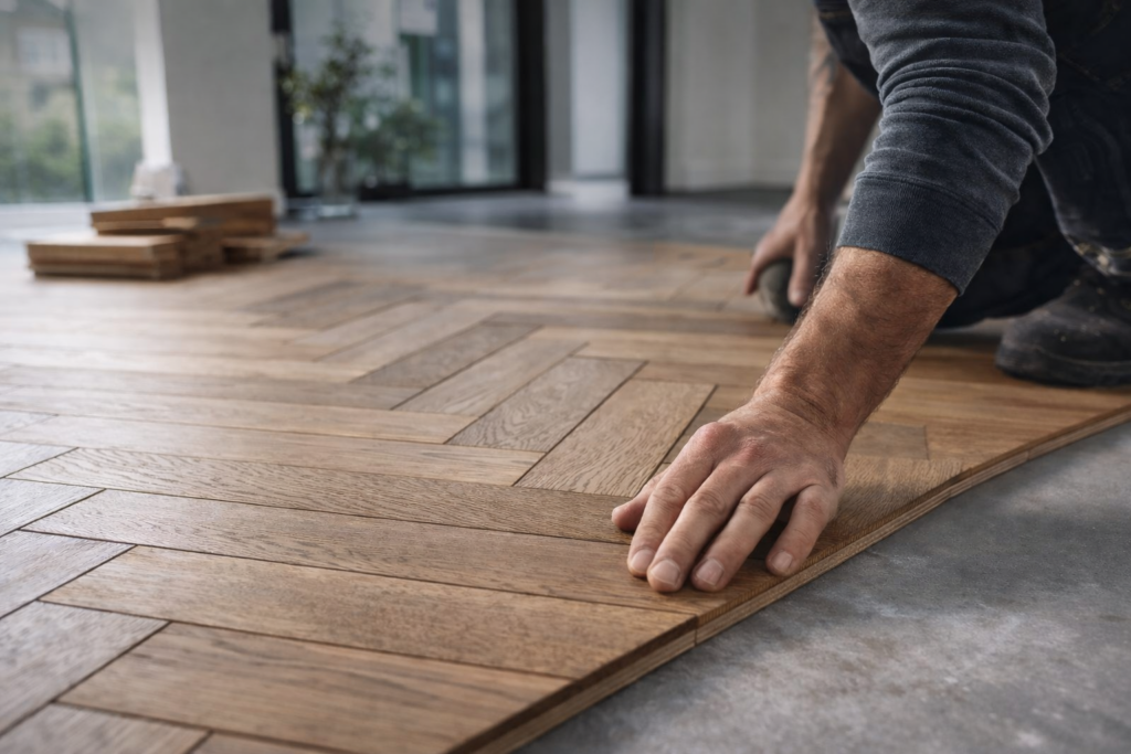 Professionelle Bodenlegearbeiten durch NVQO – Parkett, Vinyl und Designböden